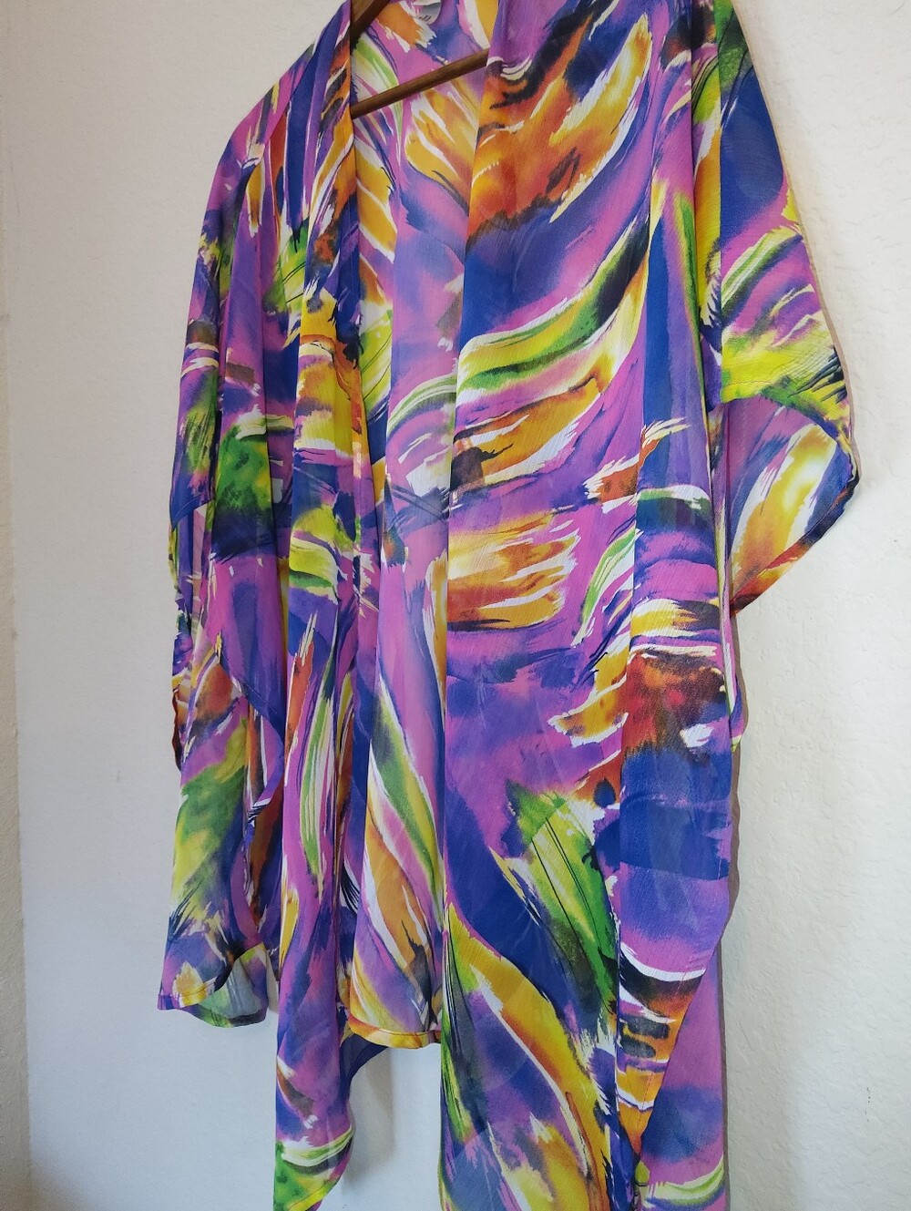 Chicos Swim Coverup Wrap Womens OS Multicolor Abstract Summer Kimono Topper - Picture 4 of 4